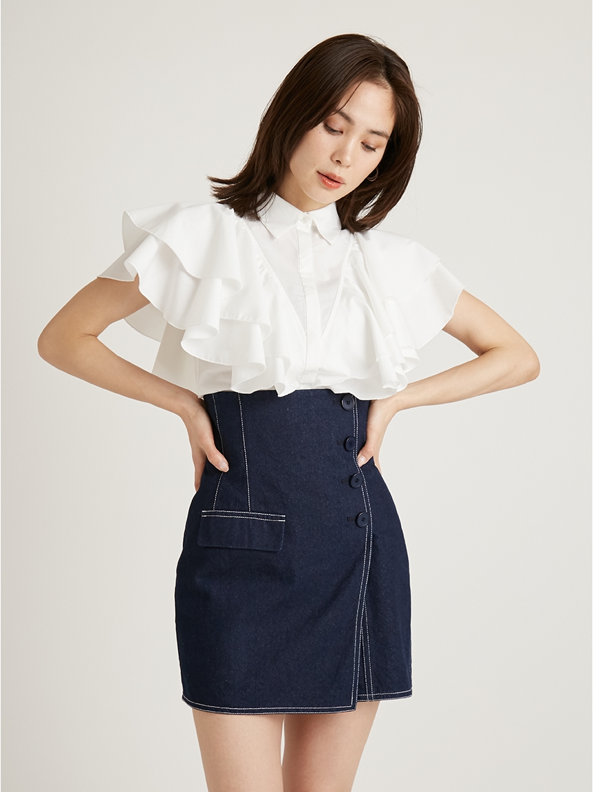 snidel ハイウエストキュロットショートパンツ Fubail / Sustainableハイウエストキュロットショートパンツ