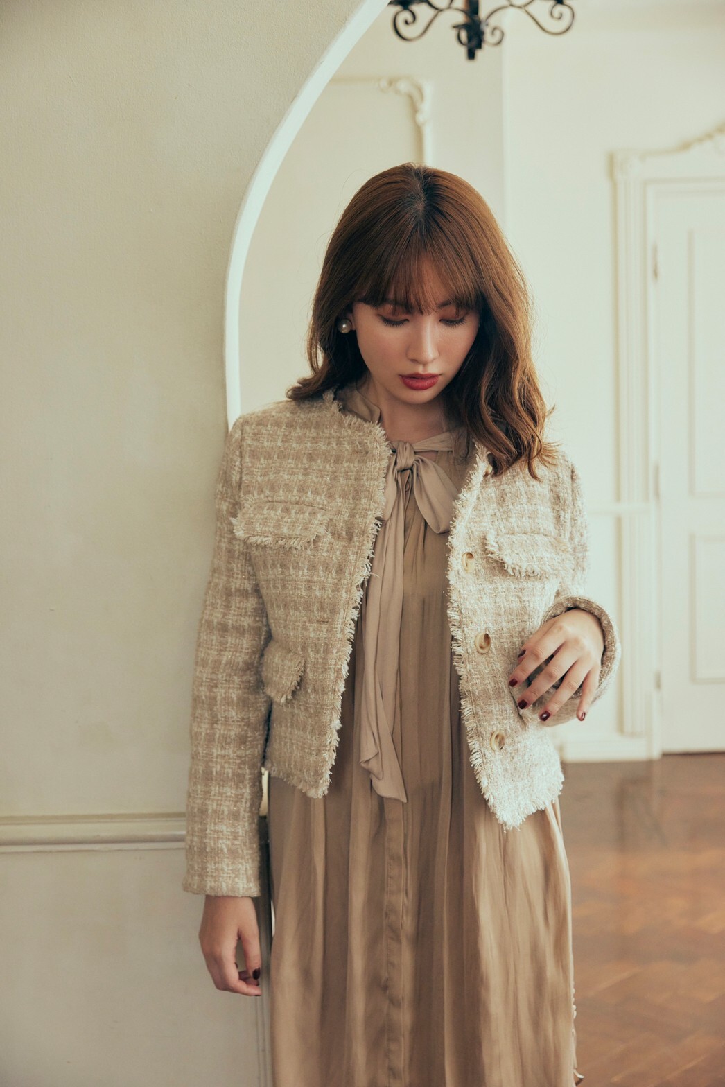 Fubail / Wool-Blend Fancy Tweed Jacket