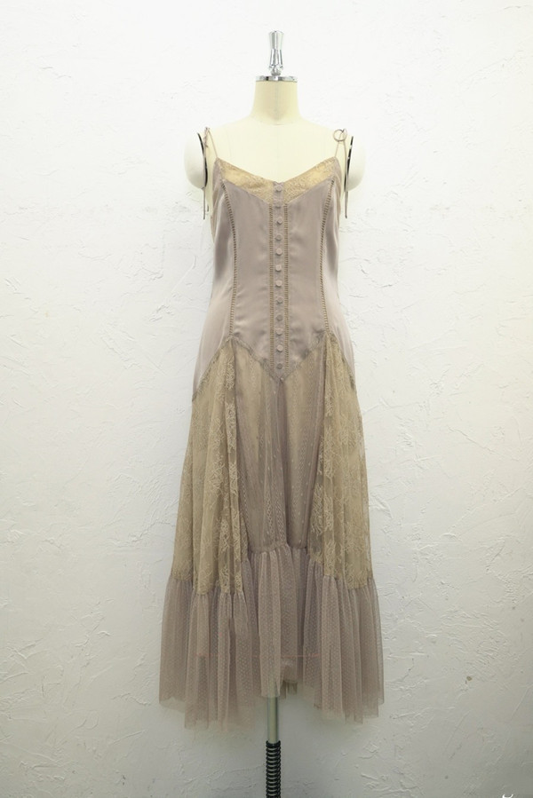 Fubail / Lace-Trimmed Satin Cami Dress