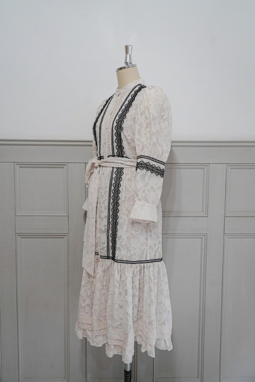 Fubail / Jacquard Lace Belt Long Dress