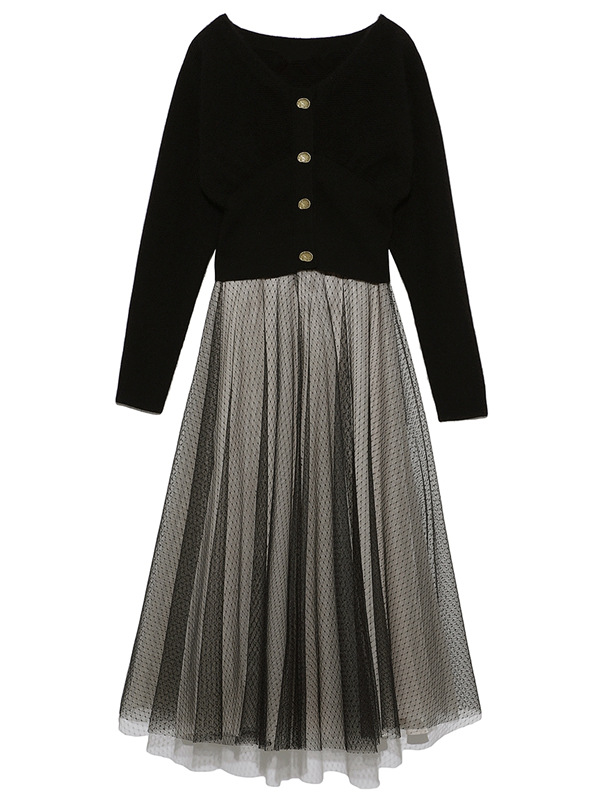 Fubail / フレアチュールコンビニットワンピース