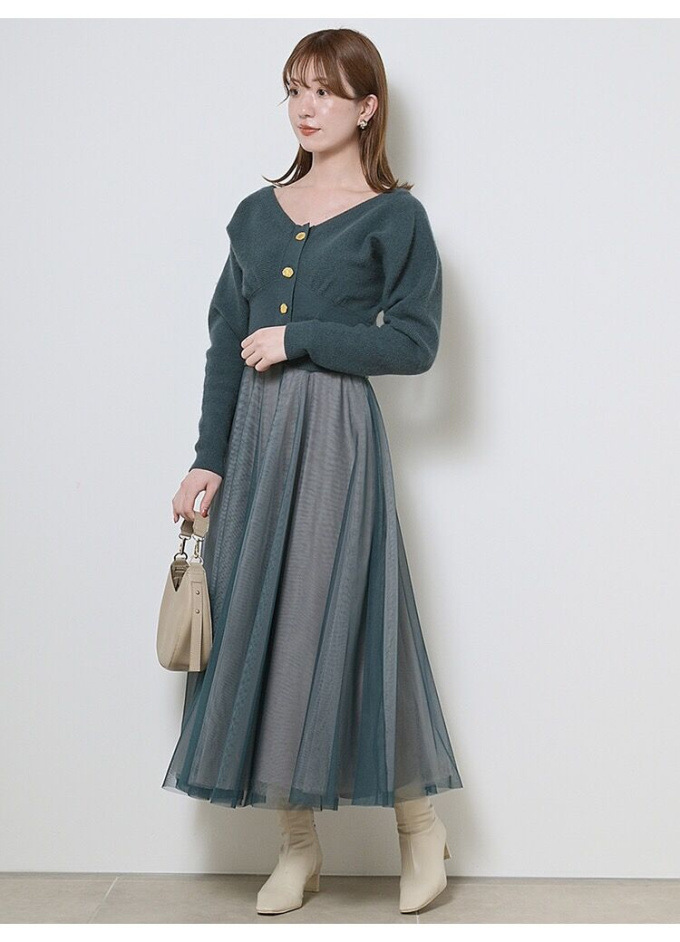 Fubail / フレアチュールコンビニットワンピース