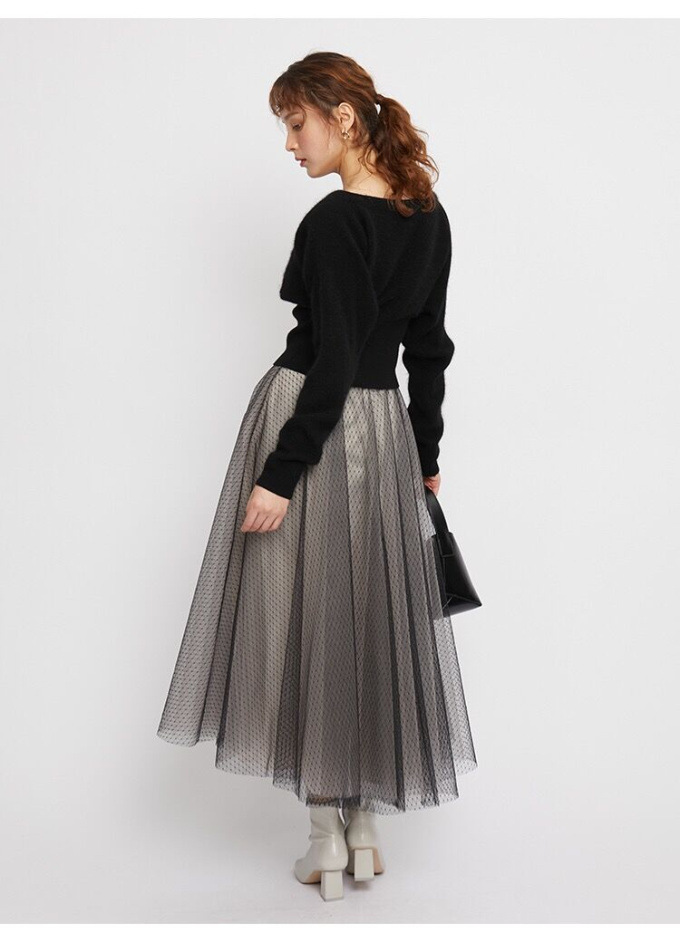 Fubail / フレアチュールコンビニットワンピース