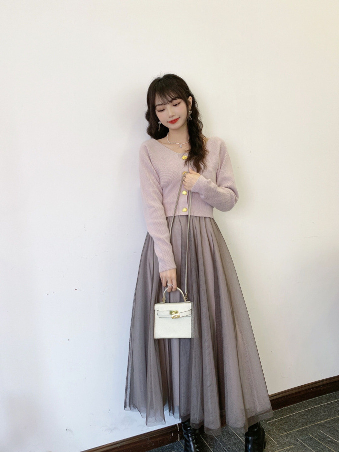 Fubail / フレアチュールコンビニットワンピース