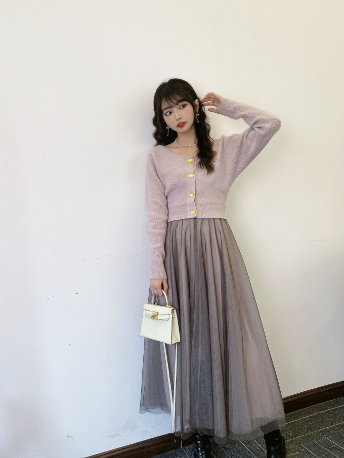 Fubail / フレアチュールコンビニットワンピース